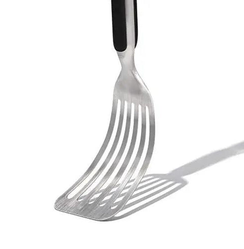 Grilling Tool Precision Turner For Effortless Burger Flips And Flaky Fish Fillets With Thin Beveled Head Non Slip Grip And Hanging Ring OXO Good Grips Black