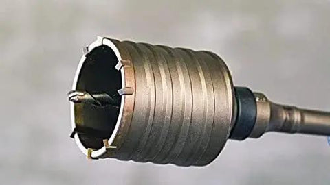 Front view of Beefed Up Heavy Duty SDS Max Rotary Hammer Core Bit For Concrete By Bosch, 2 Five Eighths In X 22 In, carbide tipped.