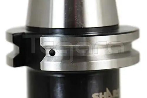 Close-up of CAT40 ER32 3.0 Inch Collet Chuck Kit, 4 Piece Tool Holder, showcasing black and silver construction.