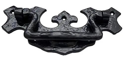 Phicol Antique Cast Iron Cabinet Ring Drop Pulls Pack Of 2 Matte Black for rustic wood furniture and hardware projects