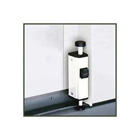 Auxiliary Security Lock Foot Latch for Gliding Patio Doors White 3-3/4 Inch Long 7/8 Inch Wide Installed on Active Door