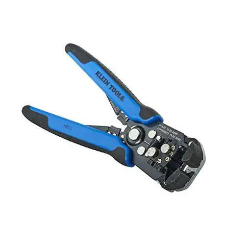 Self-Adjusting Wire Stripper And Cutter, Heavy Duty, Cuts And Strips 10-20 AWG Solid And 12-22 AWG Stranded, tool in blue and black