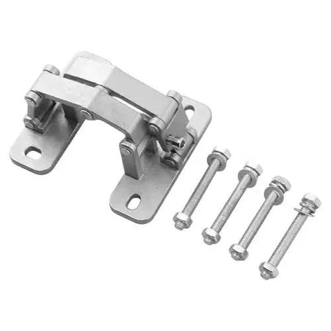 Stainless Steel 180 Degree Heavy Duty Door Hinge For Stone Fire And Thick Doors With High Load Capacity 70 Kg, shown with bolts