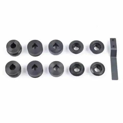 Pro Grade 7 Inch Sheet Metal Bead Roller Bender Kit With 6 Dies, showing die set components for 22 gauge capacity metalwork