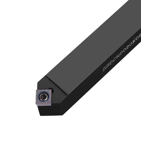 External Turning Tool Holder With 10 Pcs SCMT Carbide Inserts for CNC Lathe Cutting shown in close-up of the aluminum tool holder.