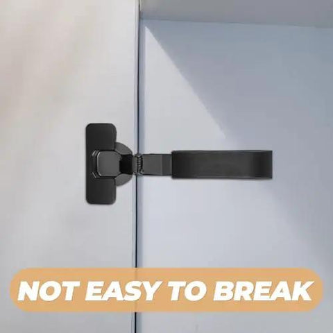 Side view of soft close concealed cabinet door hinge with buffer damper installed, showing modern no-slam operation.
