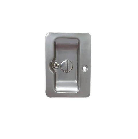 Solid Brass Pocket Door Pull With Privacy Lock Satin Nickel Finish Rectangular Reversible Handle For Sliding Doors Size Three And One Quarter By Two And One Quarter Inches Made In Taiwan Hardware Included