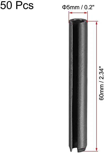 Image of a Slotted Spring Pin Set 5mm x 60mm Smooth Finish 65Mn High-Strength Tension Pins Kit, displaying a single axial slotted pin.
