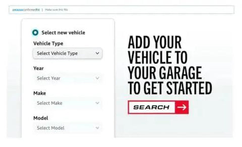 POWERSTOP SW-1658 front brake pad wear sensor product page with vehicle selector and search button.