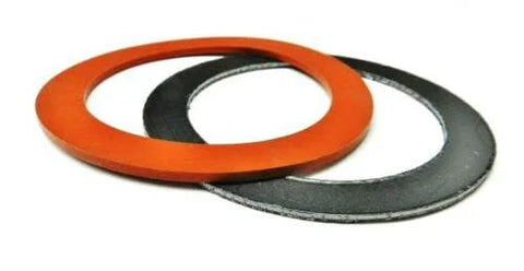 Gasket set, 3-1/2 in, orange silicone rubber and gray graphite rings, pair for vacuum casting perforated flask.