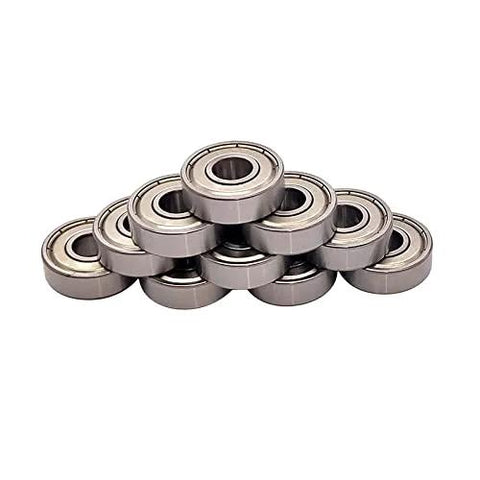 Deep groove ball bearings, 3/8 x 7/8 x 9/32 in, double metal shields, pre-lubricated, set of 10