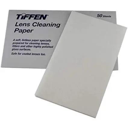 Tiffen Lens Cleaning Tissue Paper Pack Of 50 Sheets For Cameras showing box and tissue sheet