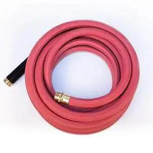 Coiled All Rubber Hot And Cold Water Hose, 5/8 Inch By 50 Feet, With Rigid Sleeve To Prevent Kinking, Leak Proof Couplings