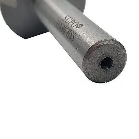 Close-up of 35mm 90 Degree Chamfer Drill End Mill Cutter HSS Straight Shank Pro Grade Deburring and Countersink Tool with Three Edge Cutting