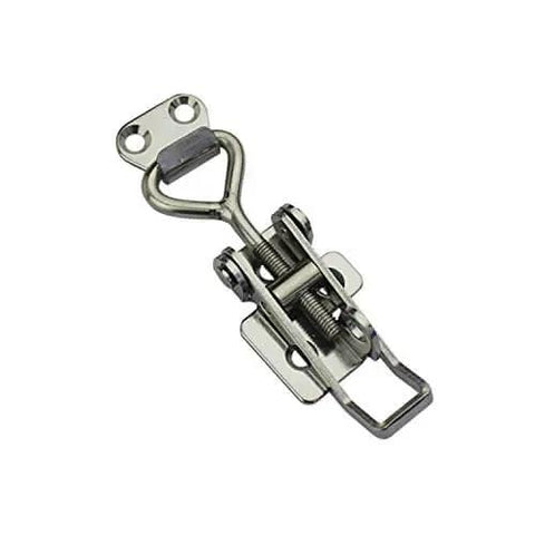 Adjustable 75 To 95mm Stainless Steel Cabinet Latch Lock With Lever Handle Toggle No Fuss Easy Install And Solid Locking Mechanism Heavy Duty Buckle Style For Secure Cabinets 2 Pack SYINE SK-1S, showing a front view of the metal latch with visible toggle.