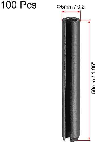 Slotted Spring Pin Assortment Kit 5Mm By 50Mm Plain Finish 65Mn 100 Pieces For Small Machine Projects Precision Positioning