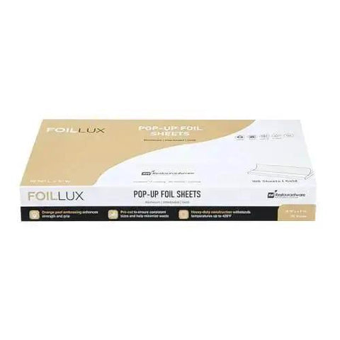 Box of Gold Embossed Pop-Up Foil Sheets 10.8 X 9 Inch Interfolded Greaseproof and Freezable Aluminum Foil Papers