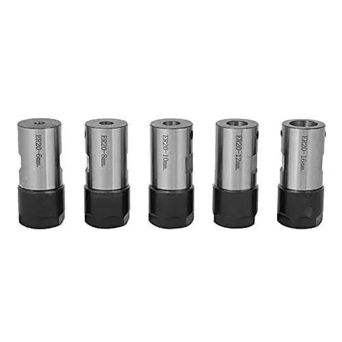 Five ER20 collet blocks for CNC lathe chuck holder with 16mm clamp rod, quenched hardened body, multi size holes, high precision