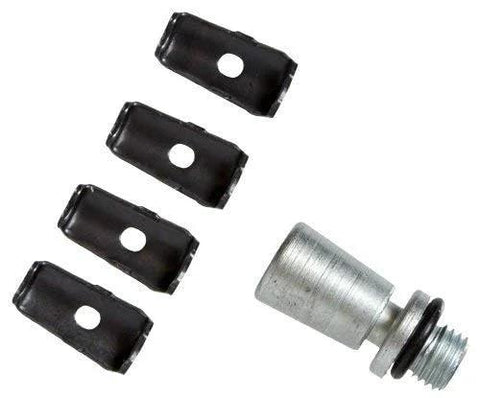 LockNLube Coupler Rebuild Kit 3-Pack: four black seals with holes and a silver metal insert.