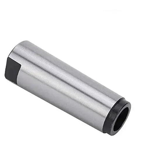 Metal lathe taper sleeve reducing adapter, MT4–MT2, silver cylindrical with black ends