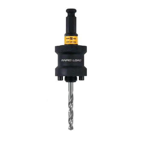 Front view of Rapid Load Hole Saw Arbor For Drill Half Inch Quick Change System With Tool Free Change No Seize by DeWalt