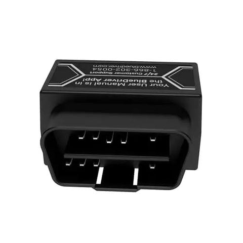 Professional OBD2 Bluetooth Car Scanner For iPhone And Android Read And Clear Codes Diagnose Check Engine ABS SRS Airbag 7000 Plus Vehicle Issues 1996 And Newer No Subscriptions BlueDriver, close-up of the OBD2 connector.