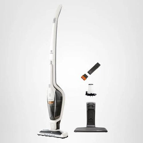 Electrolux Ergorapido cordless 2-in-1 vacuum cleaner, satin white, with docking station and three attachments
