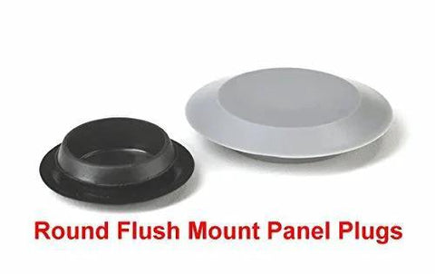 1 Inch Flush Mount Black Hole Plugs With Plastic And Metal Body Pack Of 10 for 1 Inch Holes in panels and machinery, black finish