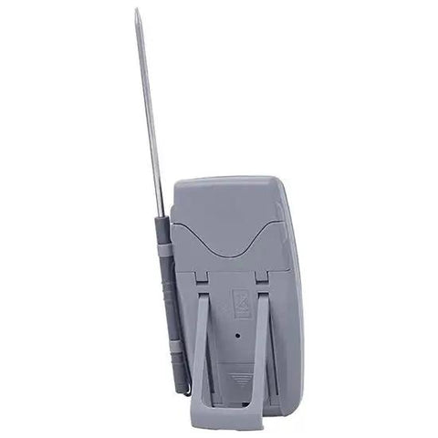 Back view of Pocket Kangaroo Thermometer With Cable Storage And Min Max Memory, showing probe cable storage and clip.