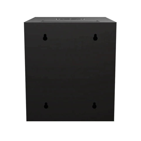 Rear view of 6U 10 Inch Network Server Cabinet with perforated door in black, wall mountable IT rack, heavy duty cold rolled steel