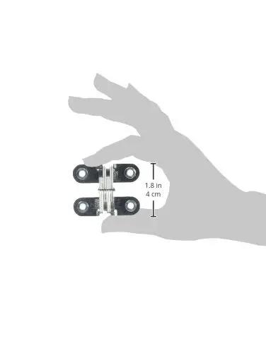 Concealed Mortise Hinge For Cabinets And Small Doors, Satin Chrome Zinc Finish, 1-3/4 in Leaf Height shown held in hand