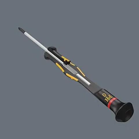 ESD Safe Kraftform Micro Slotted Screwdriver With Anti Roll Handle, Swivel Cap, Black Point Tip for precise slotted screws.