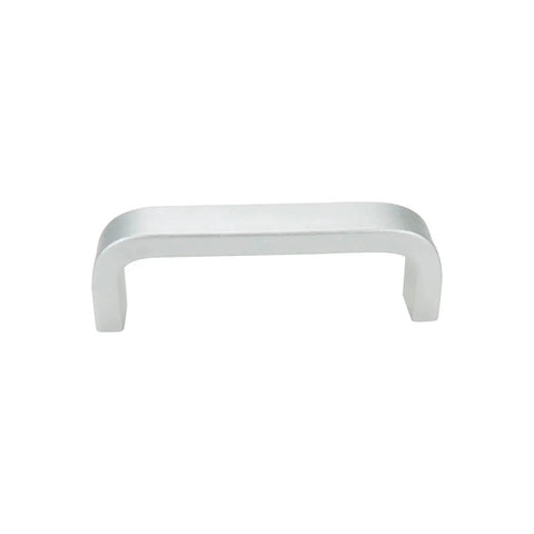 10 Piece Modern Silver Square Arch Cabinet Pull Handles Set In Aluminium Alloy Wire Finish 2.5 Inch Hole Center 64mm Drawer Handles 70x10x25 mm For Cabinets And Furniture Durable Smooth Operation Easy Installation. Front view of a single silver arch handle on white background.