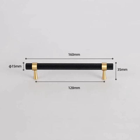 Set Of 2 Solid Brass Cabinet Pulls 6.3 Inches Long With 5 Inch Hole Centers Knurled Textured Handles In Gold And Black Finishes