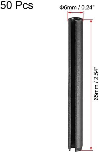 Six Millimeter By Sixty Five Millimeter Slotted Spring Pin Set With Smooth Finish 65Mn Material, 50 Piece Assortment Kit