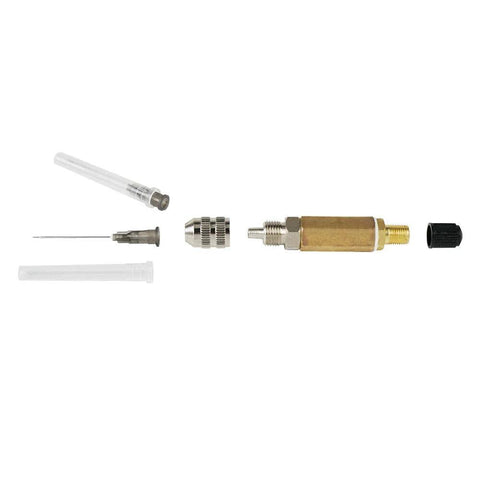 NICECNC nitrogen needle kit components: brass body, metal fittings, needle head, and plastic cap