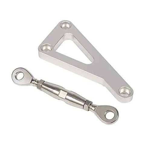 Adjustable Billet Alternator Bracket Kit For Chevy Small Block V8 With Long Water Pump Polished Aluminum on white background