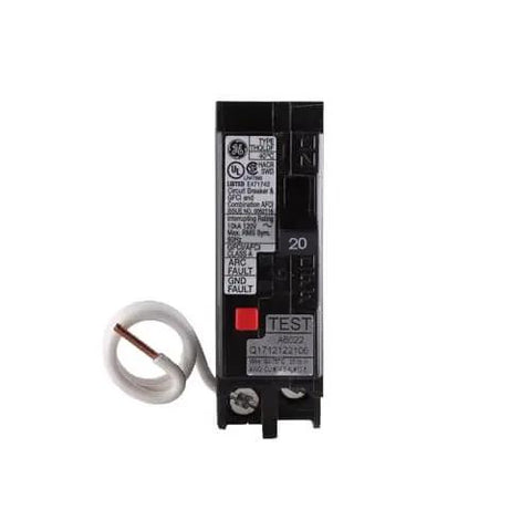 Front view of THQL1120DF Single Unit 20 Amp 1-Pole Dual Function AFCI/GFCI Plug-In Circuit Breaker 120 VAC 10 kAIC