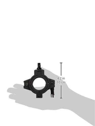 Black plastic O-clamp, 1.5-inch wrap-around clamp for musical instruments, 360-degree design