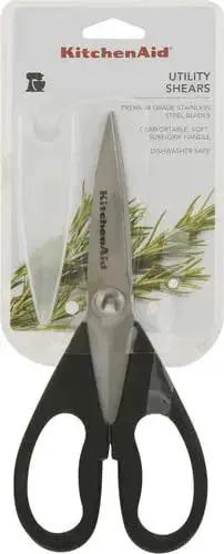 All Purpose Kitchen Shears with Protective Sheath, Rust Resistant Stainless Steel Blades, Micro Serrated Edges on card
