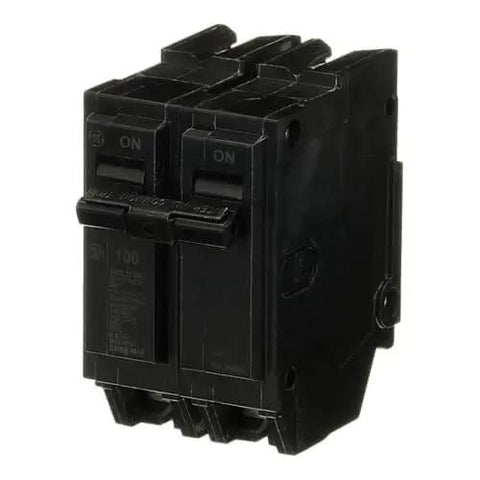 Single 100 Amp Double-Pole Circuit Breaker 120/240V THQL Load Center GFCI Plug-In Thermal-Magnetic Q-Line side view