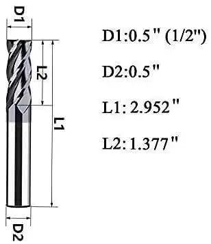 Half Inch Carbide Square End Mill With Four Flute Design And AlTiN Coating for high performance cutting; dimensions shown