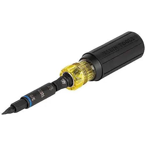 Impact Rated 11-in-1 Multi Bit Screwdriver And Nut Driver with Phillips, Slotted, Square, Torx bits, black handle view