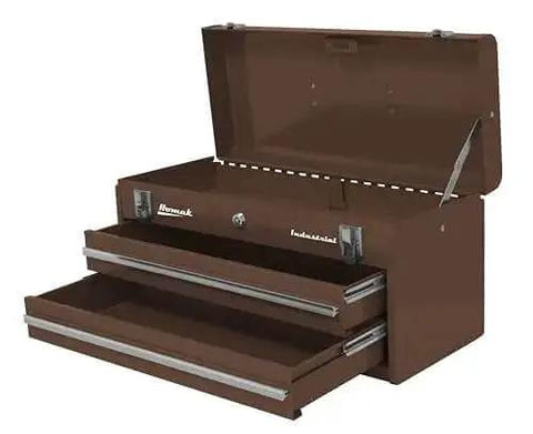 Industrial 20 Inch 2 Drawer Friction Toolbox In Brown Winkle Powder Coat Finish Portable Built To Last Tool Chest With High Security Tubular Locking System