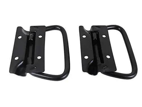 Set of 2 Chest Handles in Black Finish for Cabinets and Furniture, 4.17 Inch Wide by 3.00 Inch High, 4 Mounting Holes