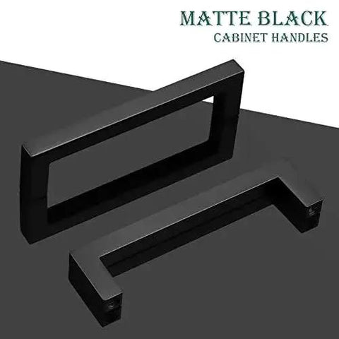 25 Pack Black Cabinet Handles Square Drawer Pulls 4 Inch Overall Length 96mm Hole Center 3-3/4 Inch Solid Zinc Alloy Kitchen Cabinet Pulls