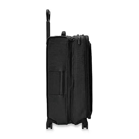 Side view of Large 29 Inch Expandable Spinner Checked Luggage For Travel With One Touch CX Compression and Four 360 Spinner Wheels