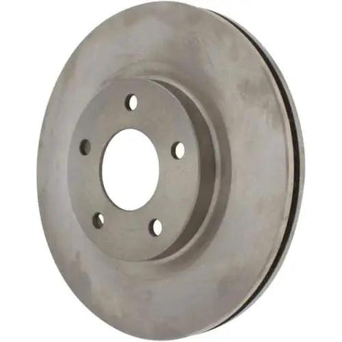 Front view of Centric 121.63067 C-Tek front brake rotor, metallic gray with hub and five lug holes.