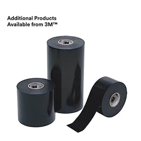 All-Weather Vinyl Corrosion Protection Tape 50, 2 in x 100 ft, three black PVC rolls displayed