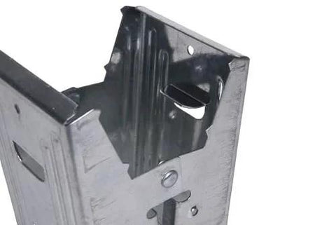 Close-up of a Galvanized 2x4 Sawhorse Bracket from the Set Of 4 for Durable Sawhorses Ideal For Woodworking And Construction